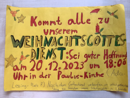 Einladung zum Weihnachtsgottesdienst am 20.12.2023 um 18:00 Uhr in der Paulus-Kirche